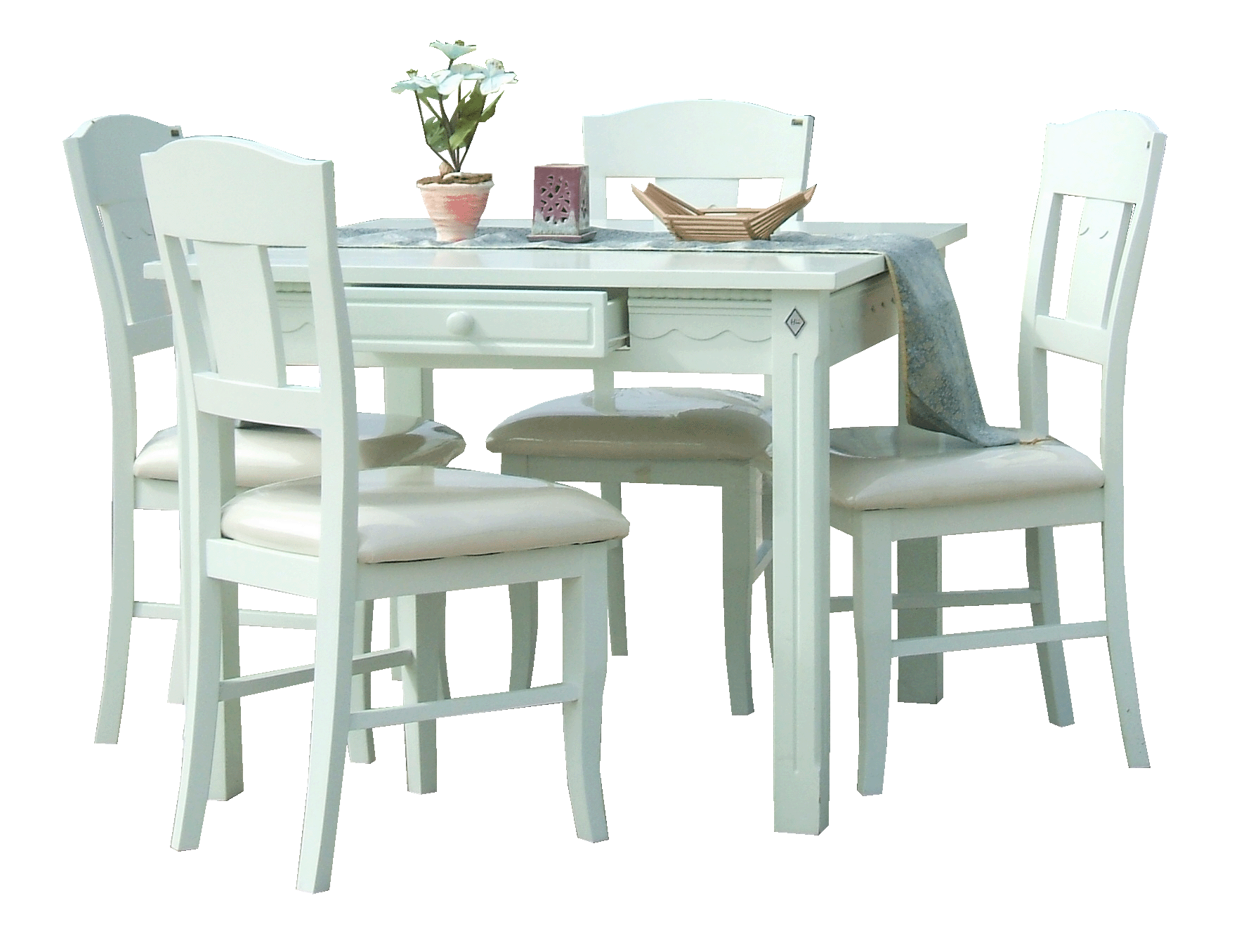 โต๊ะอาหาร ไม้ โต๊ะทานข้าว โต๊ะกินข้าว 4 ที่นั่ง ขนาด W 100 x L 100 x H 76 Cms. รุ่นอิสเบลล่า สีขาว