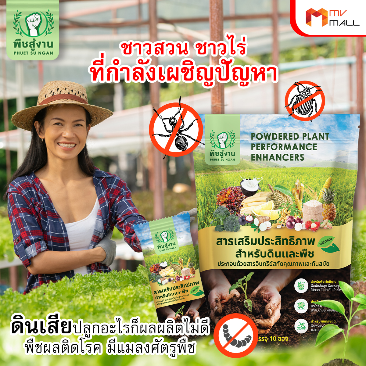 พืชสู้งาน สารเพิ่มประสิทธิภาพ 3in1 ดินดี พืชสมบูรณ์ มีภูมิคุ้มกัน 3 แพค