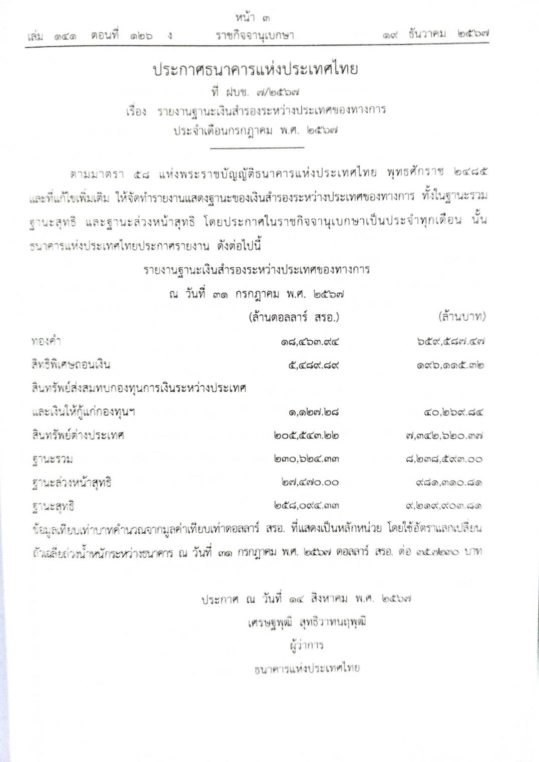 กฎหมายใหม่ปี 2567 ตอน 126 พ.ศ.2567 (ประกาศกรมสรรพสามิต เครื่องหมายแสดงการเสียภาษี ประกาศศาลจังหวัด... บันทึกการประชุมฯ)