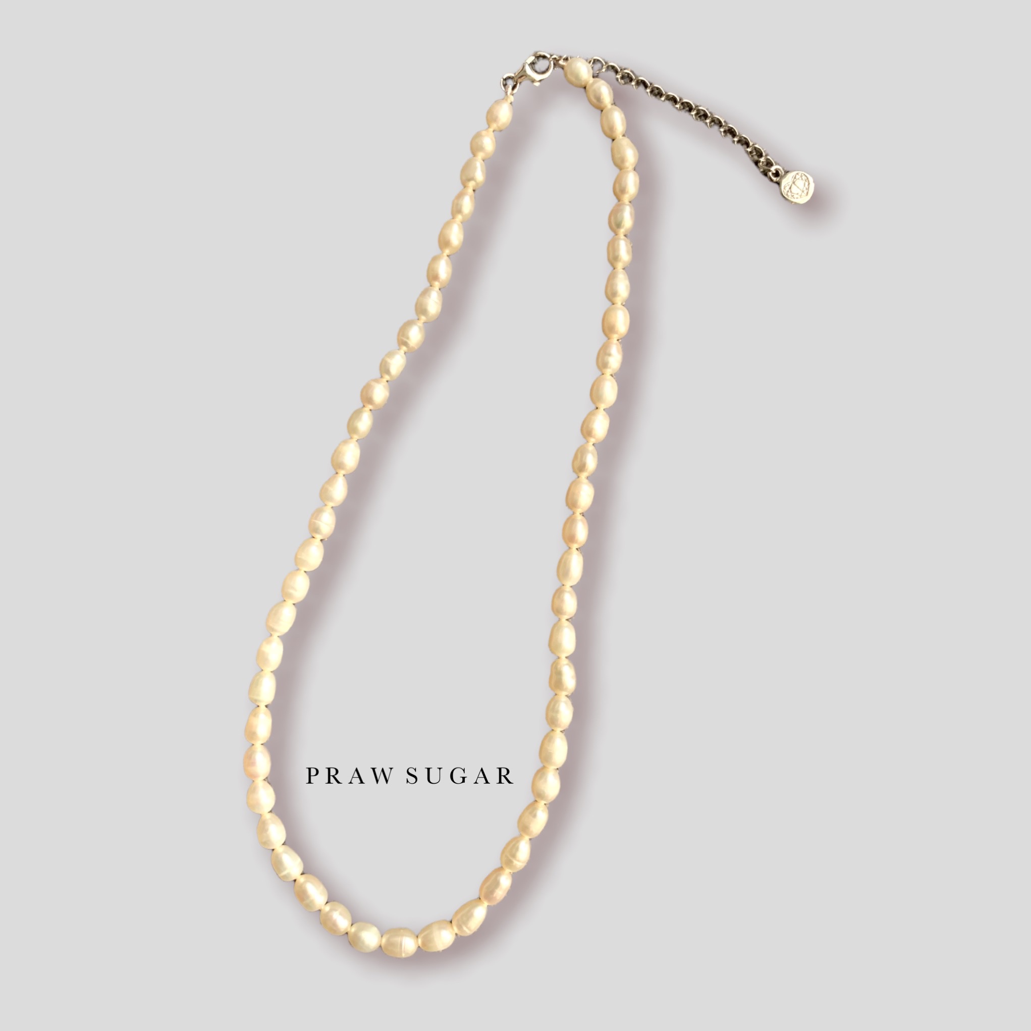 สร้อยคอมุกแท้ทรงรียาว - Rice Shape Fresh Water Pearl Necklace (ไข่มุกแท้-เรือนสร้อยเงินแท้)