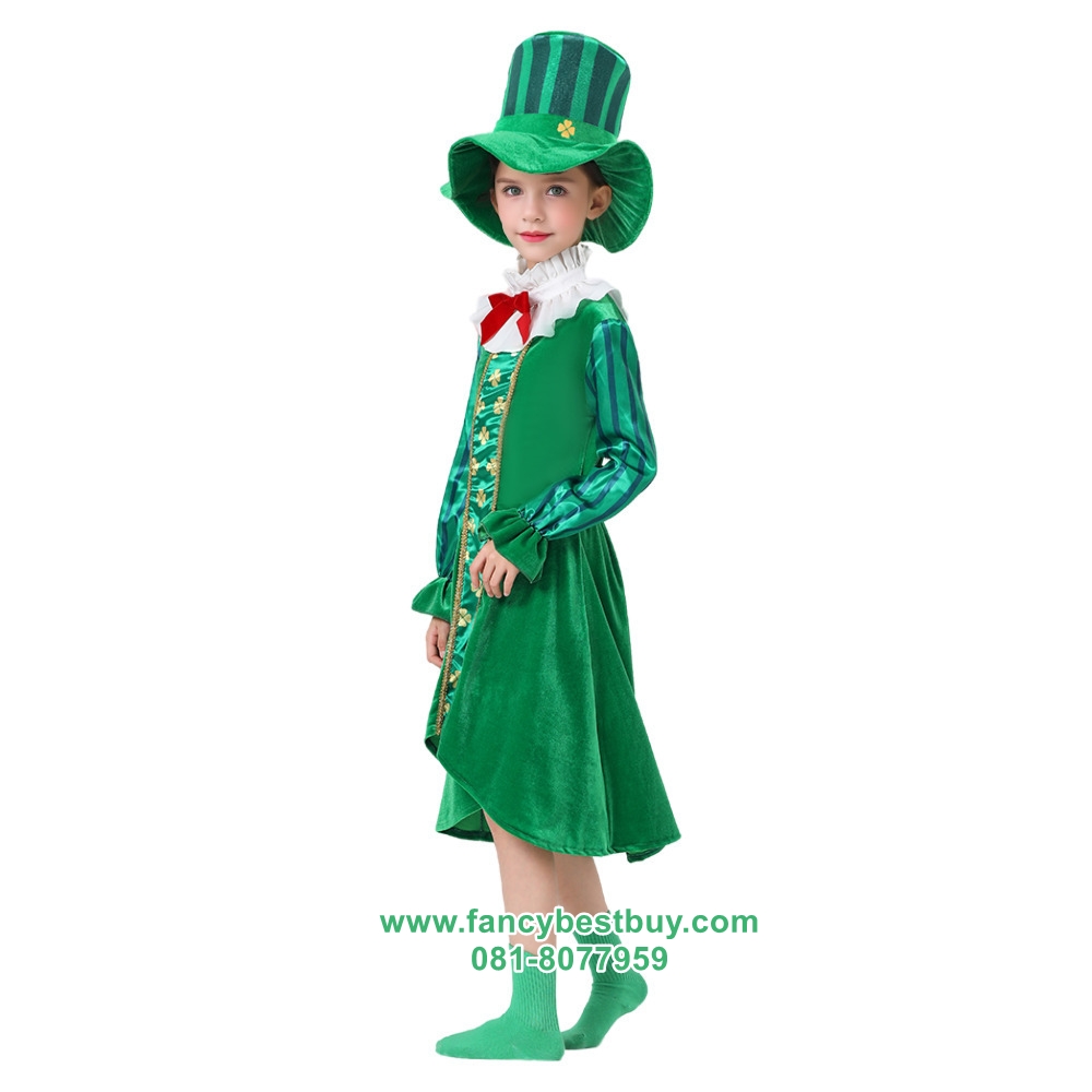 ชุดประจำชาติไอซ์แลนด์ สาวน้อยไอริช ชุดแฟนซีนานาชาติของไอซ์แลนด์ สีเขียว Size 130, 140