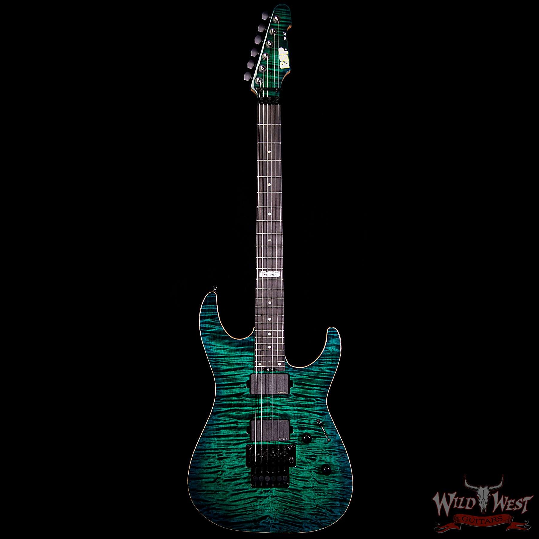 ESP USA M-II FR Flame Maple Top with Ebony Fretboard - Emerald Green Sunburst