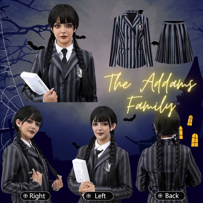 ชุด Wednesday The Addams Family S 110-120, M 120-130, L 130- 140
