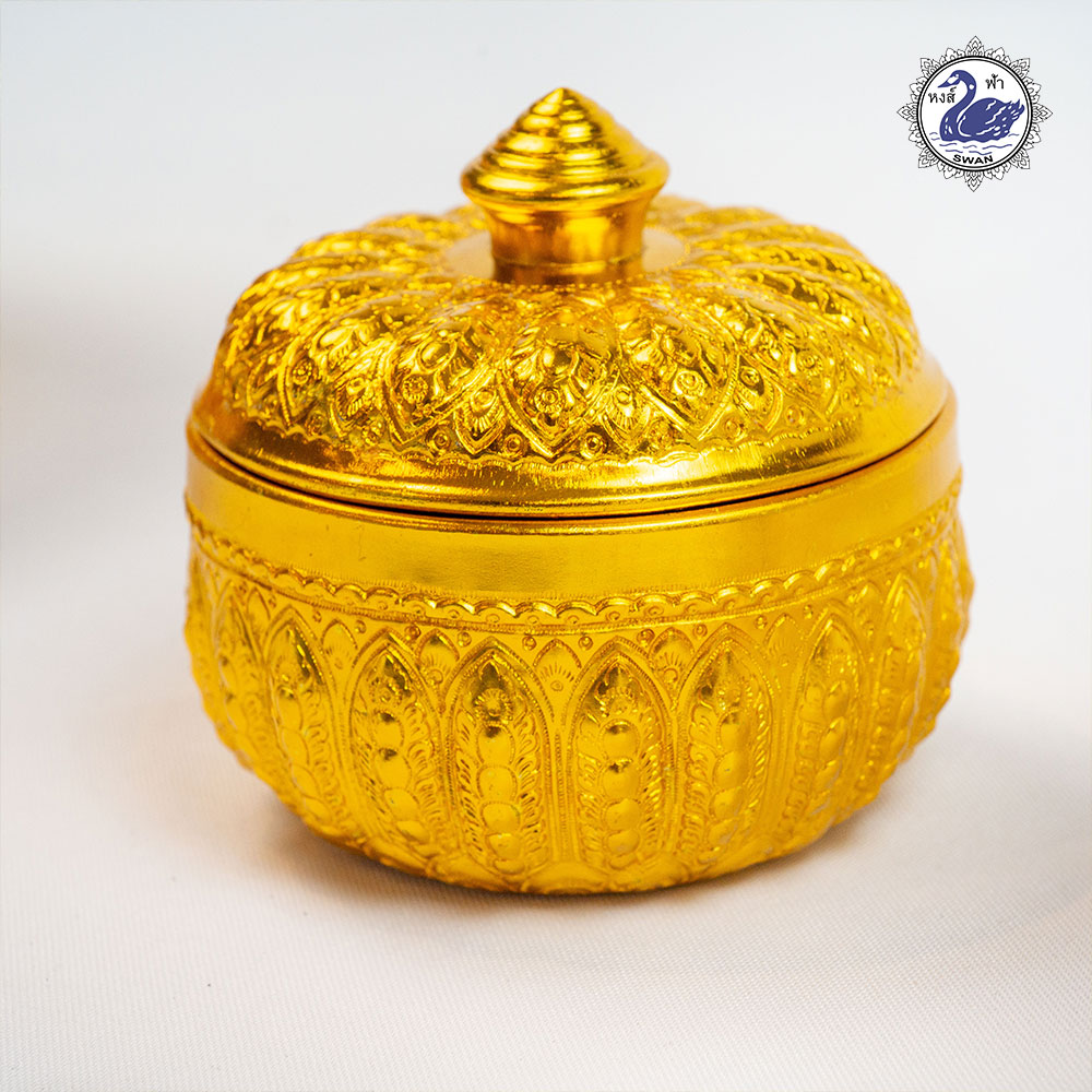 Aluminum Bowl with lid 10 cm Gold