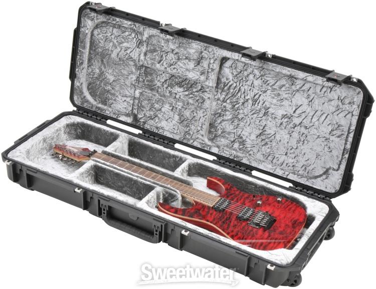 SKB Injection Molded Electric Guitar Case, Open Cavity, TSA Latches, with wheels