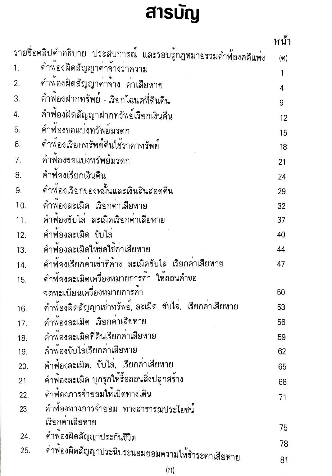 รวมคำฟ้องคดีแพ่ง เล่ม 2 ผิดสัญญาฯ ละเมิด แบ่งทรัพย์มรดก โอนกรรมสิทธิ์ที่ดิน ขับไล่ ที่ดินภารจำยอม ทางสาธารณประโยชน์ เรียกค่าจ้างว่าความ ตั๋วเงิน กู้ยืม