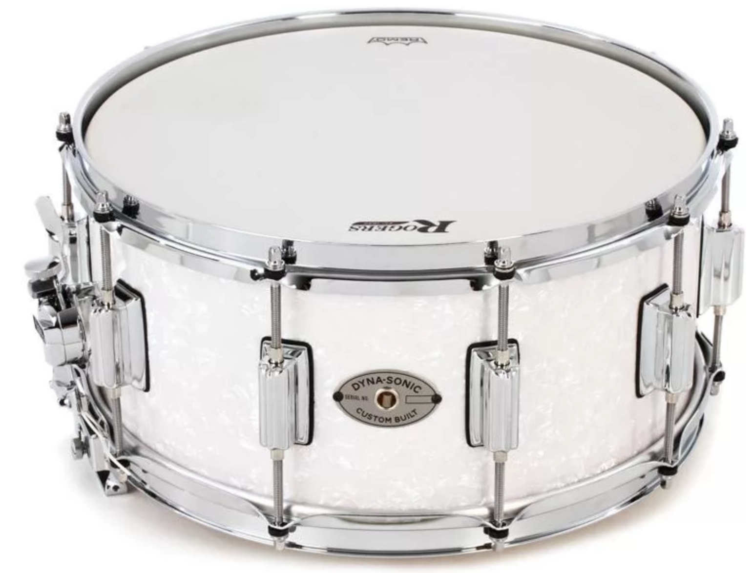 Rogers Drums Dyna-sonic Snare Drum - 6.5 x 14 White Marine Pearl - Beavertail Lugs