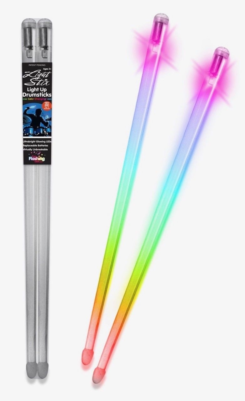 Rainbow Effect LED Drum Sticks Light Up Percussion rock stix Effect - Zildjian 5B