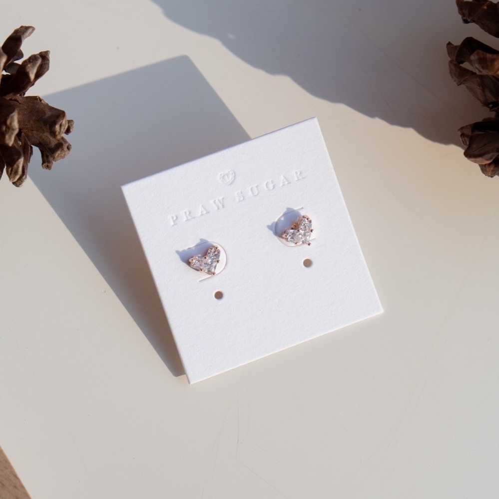 Mini Heart Earrings - ต่างหูหัวใจเล็ก (มี 2 สี) (ก้านต่างหูเป็นเงินแท้)