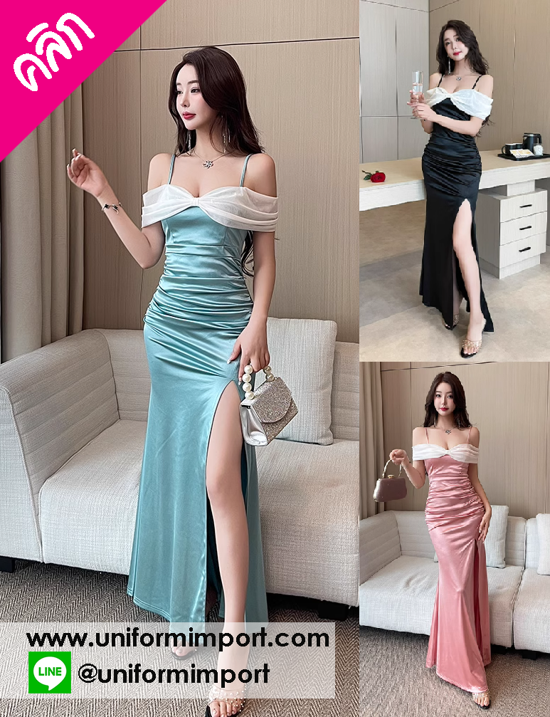 ชุดราตรี ชุดงานกลางคืน ++คลิกภาพดูรายละเอียดด้านใน ชุดพนักงานต้อนรับ ชุดยูนิฟอร์ม ชุดทำงานผู้หญิง unifrom ชุดไนท์คลับ