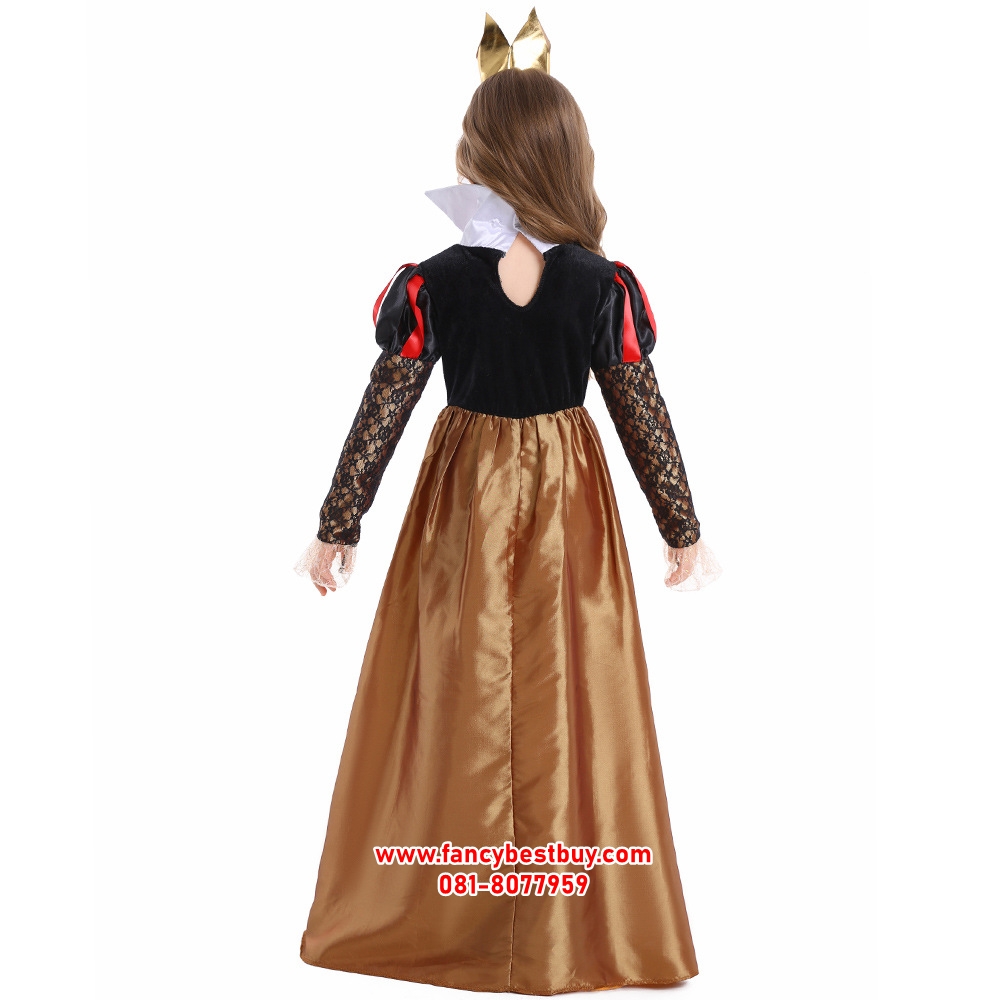 ชุดราชินีโพแดง Queen of Heart Alice in Wonderland สำหรับชุดแฟนซีเด็กหญิง เทพนิยาย Alice in Wonderland ขนาด 120, 130, 140