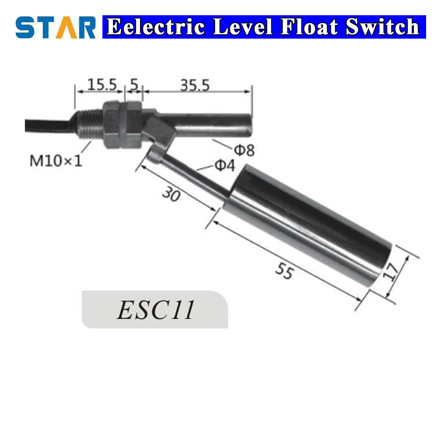 สวิทช์ควบคุมระดับน้ำ Horizontal Stainless Float Switch (NC/NO) ESC11