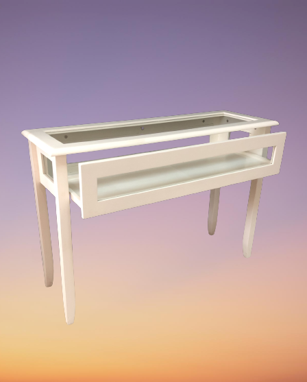 โต๊ะคอนโซลไม้ กระจกรอบ สไลด์เปิดด้านหน้า รุ่น Tango ขนาด W 112 x D 38 x H 76 (110) Cms. สีขาว และสีน้ำตาล