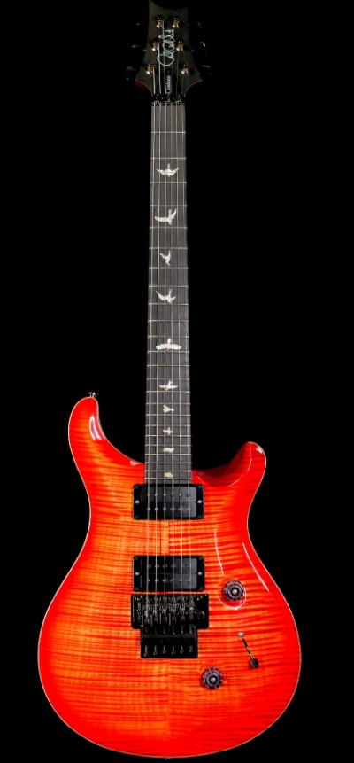 PRS WOOD LIBRARY 10 TOP CUSTOM 24 FLOYD ROSE EBONY FINGERBOARD AAA FLAME MAPLE NECK BLOOD ORANGE