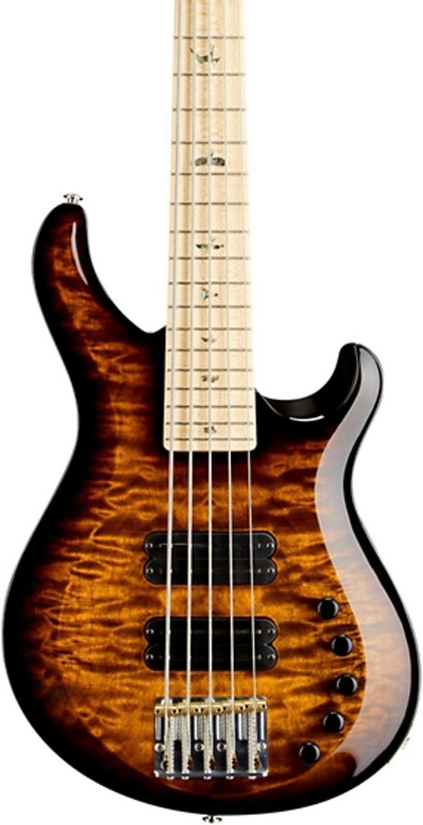 PRS Grainger Quilt Top 5 String Electric Bass Guitar with Maple Fretboard Black Gold Burst