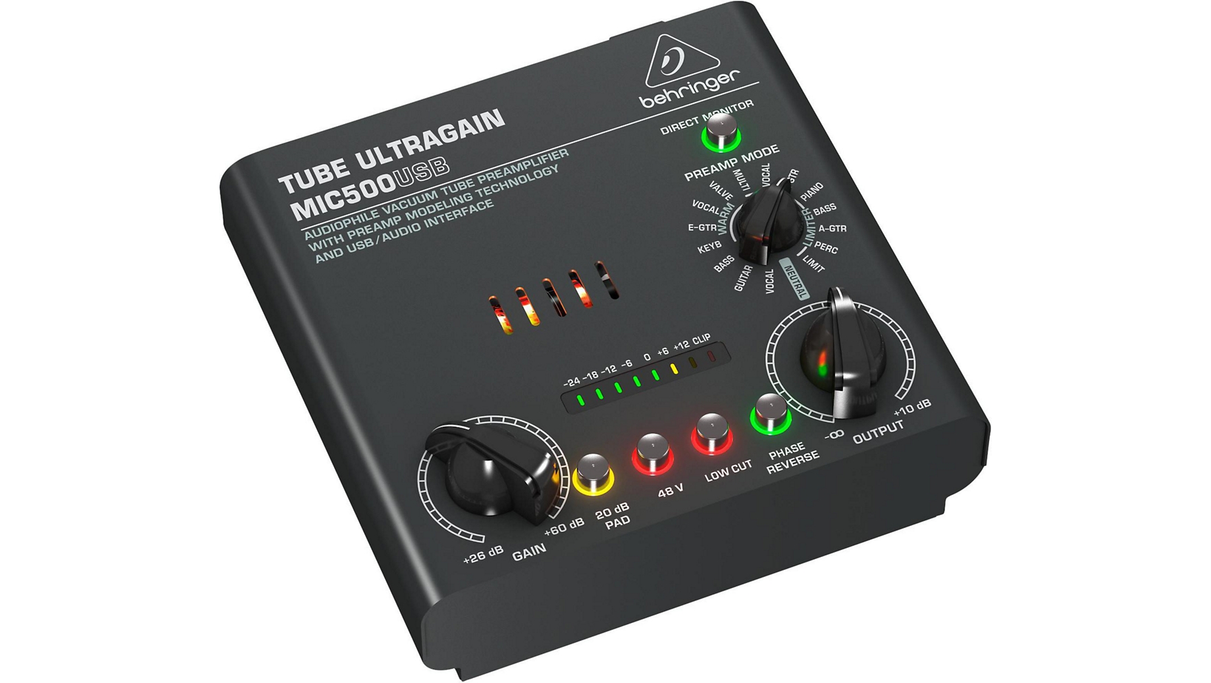 Behringer MIC500USB Audiophile Vacuum Tube Preamplifier with Preamp Modeling Technology and USB/Audio Interface