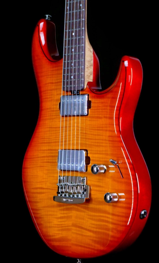 ERNIE BALL MUSIC MAN STEVE LUKATHER LUKE III HH FLAME MAPLE TOP ROASTED BIRDSEYE MAPLE NECK CHERRY BURST