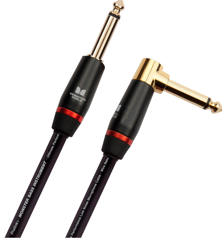 Monster Cable Prolink Monster Bass Pro Audio Instrument Cable, Right Angle to Straight 21 ft. Black