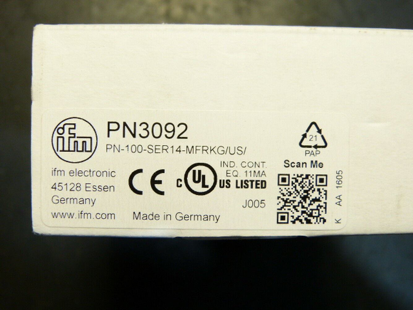 PN3092 IFM Efector Digital Pressure sensor New In Original Box