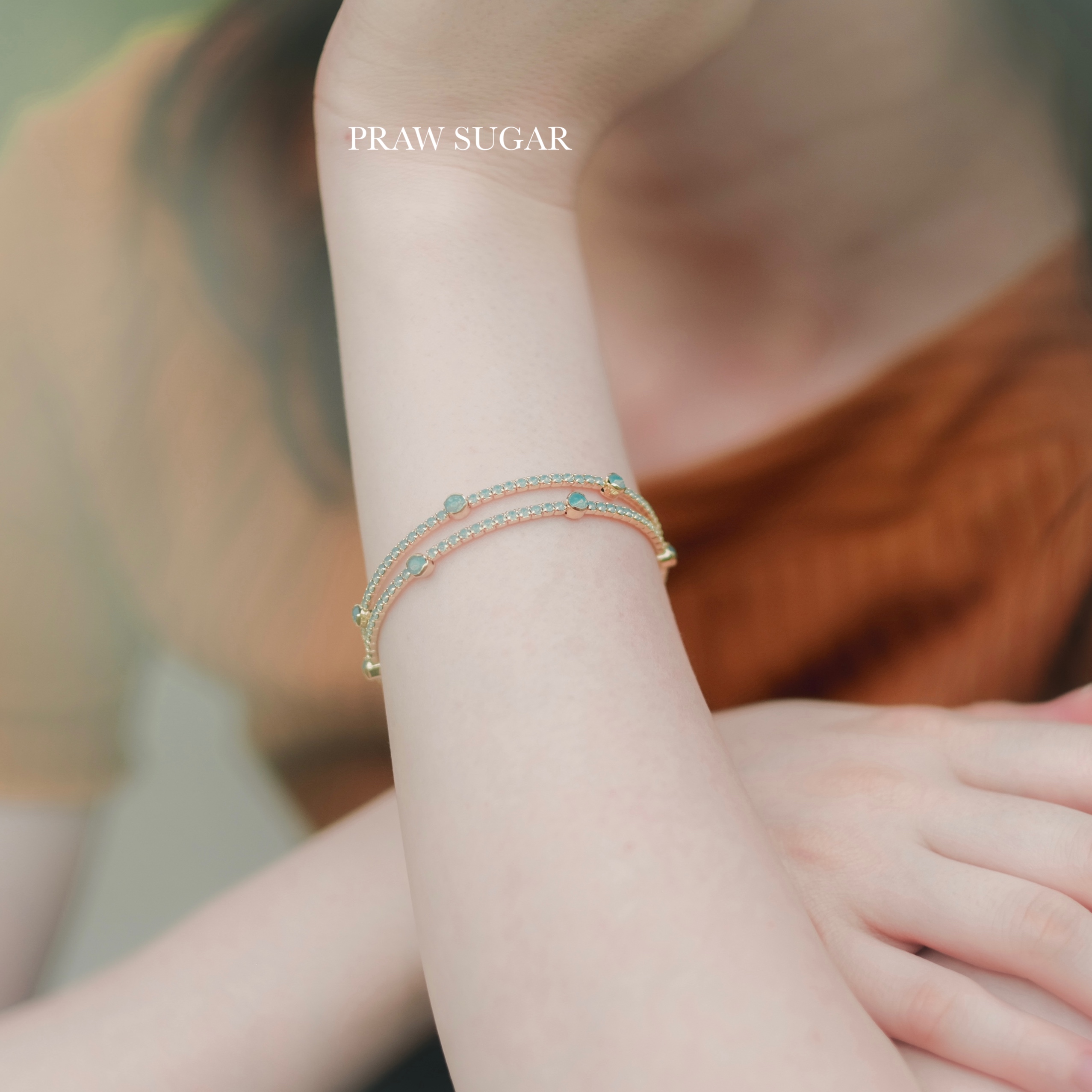 Lovely Mixing Size Pastel Color Bracelet - กำไลคริสตัลสีพาสเทลเม็ดสลับ (มี 5 สี)
