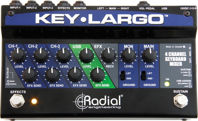 Radial Key Largo Keyboard Mixer with Balanced DI Outs