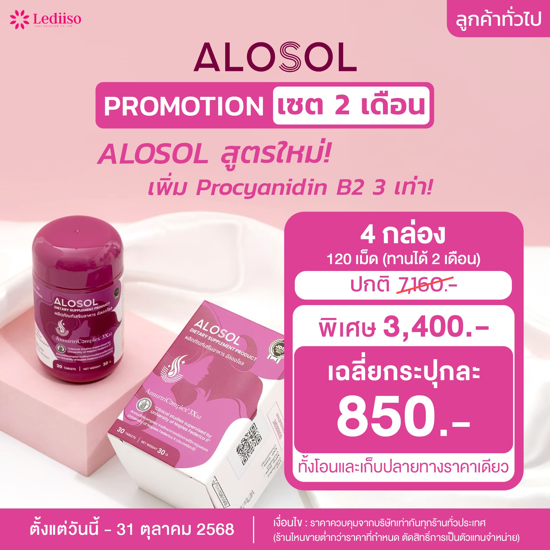 Alosol จบทุกปัญหาเส้นผม ด้วยนวัตกรรมระดับโลก 4 กระปุก เซต 2 เดือน