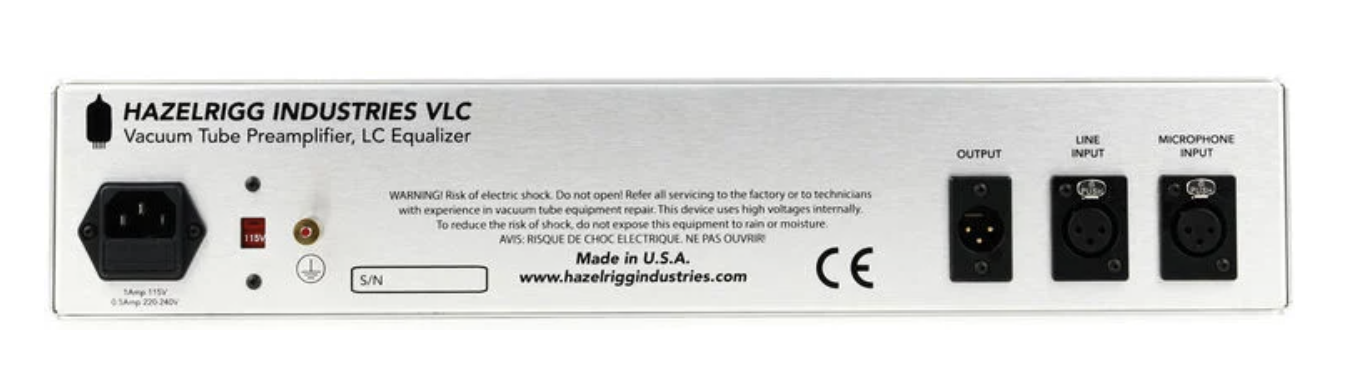 Hazelrigg Industries VLC Vacuum Tube Microphone Preamplifier/Direct Injection/Equalizer