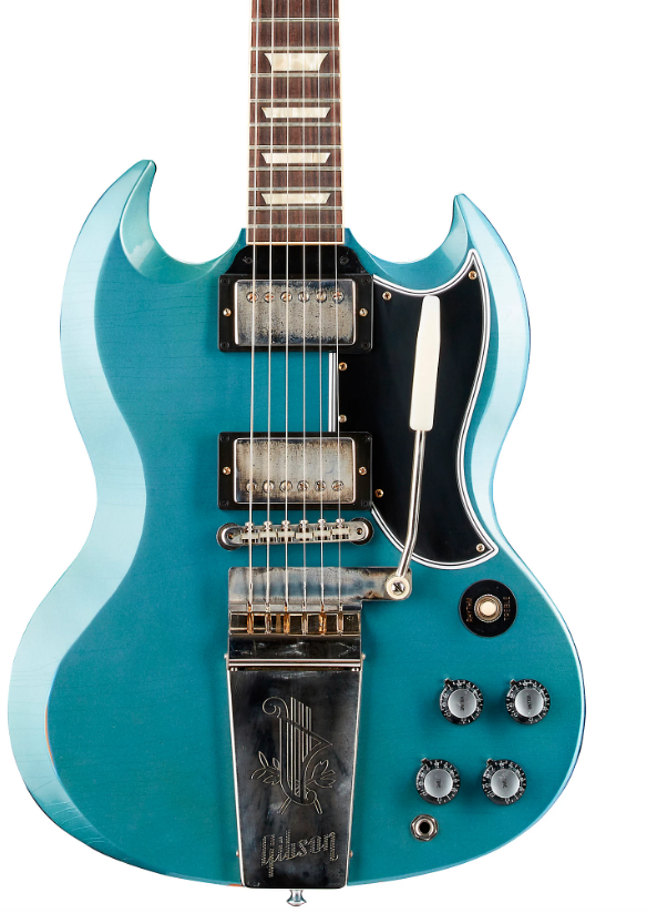 Gibson Custom Murphy Lab 1964 SG Standard Reissue w/ Maestro Vibrola Light Aged Electric Guitar Antique Pelham Blue