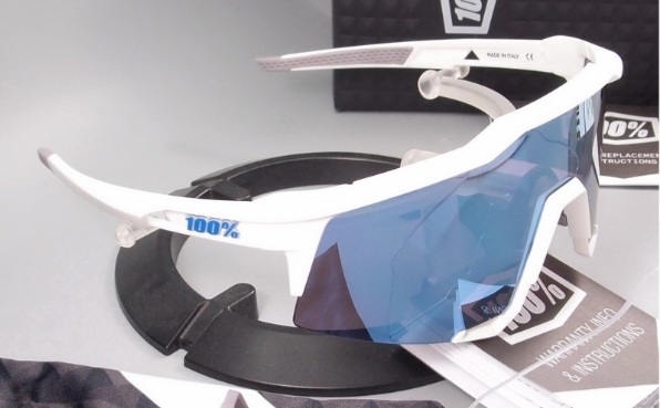 100% SPEEDCRAFT Matte White w/ Hiper Blue Multilayer Mirror Lens & Clear 61001-000-75