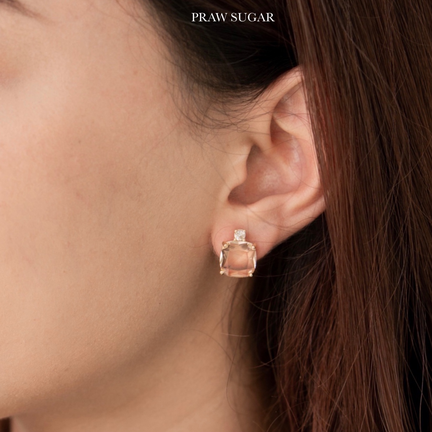 ต่างหูคลาสซี่คริสตัลแบบติดหู - Classy Crystal Stud Earrings (มี 9 สี) (ก้านเป็นเงินแท้) **มีสีใหม่