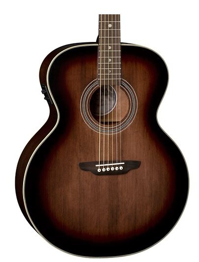 Luna Guitars Art Vintage Solid Top Jumbo Acoustic/Electric Guitar Distressed Vintage Brownburst
