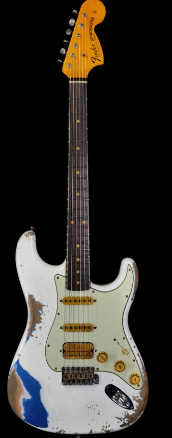 FENDER CUSTOM SHOP WILD WEST WHITE LIGHTNING STRATOCASTER 2.0 HEAVY RELIC ROSEWOOD FINGEBOARD LAKE PLACID BLUE
