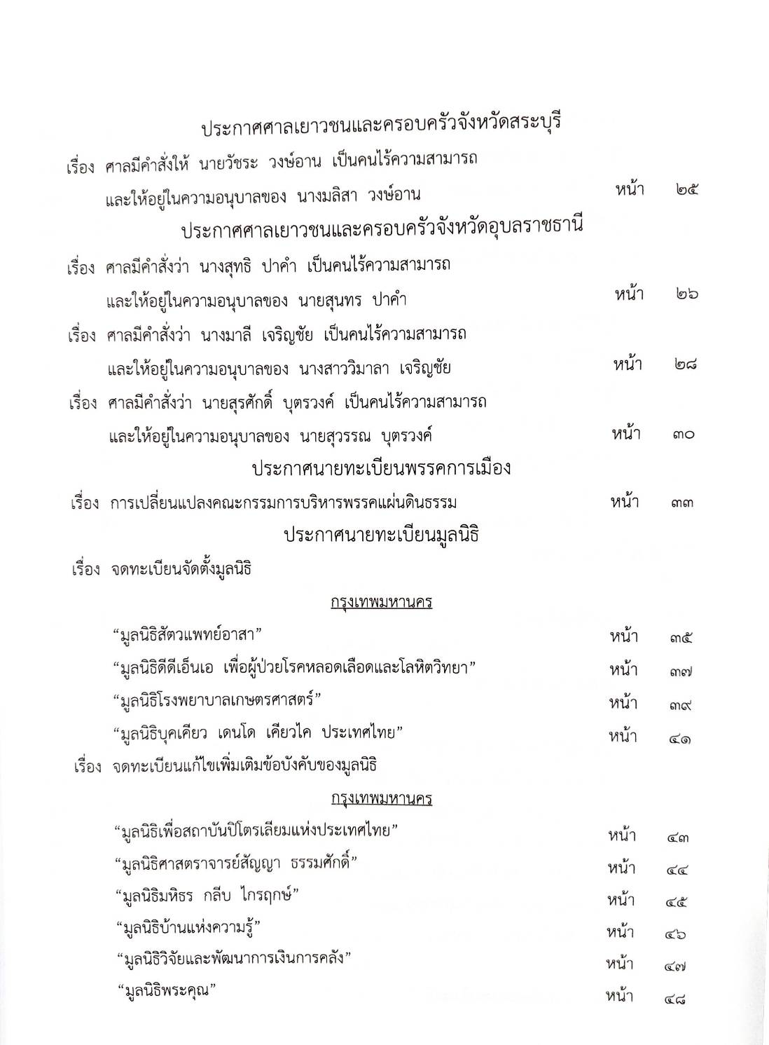กฎหมายออกใหม่ ตอนที่ 5 ประกาศศาลแพ่งมีนบุรี ประกาศศาลเยาวชนและครอบครัวจังหวัด.. และสมาคม มูลนิธิ