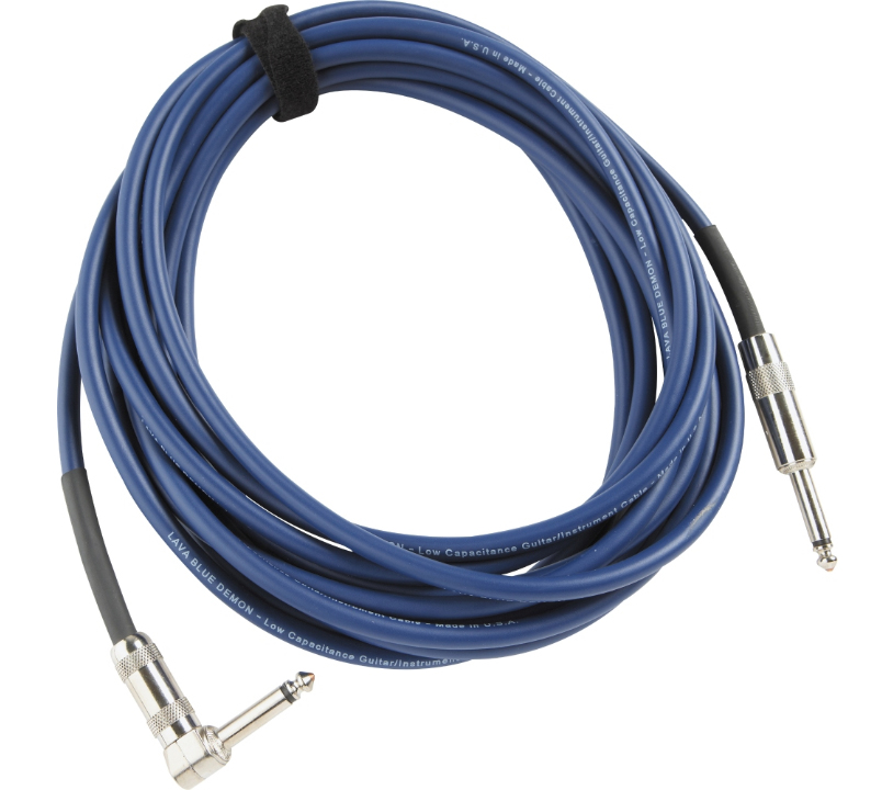Lava Blue Demon Instrument Cable Straight to Right Angle Blue