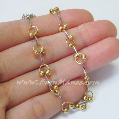 สร้อยข้อมือทองแท้อิตาลี 18K ลายห่วงบอล เก๋ๆ (ยาวปรับเลื่อนได้ 15.5 - 18 ซ.ม.)