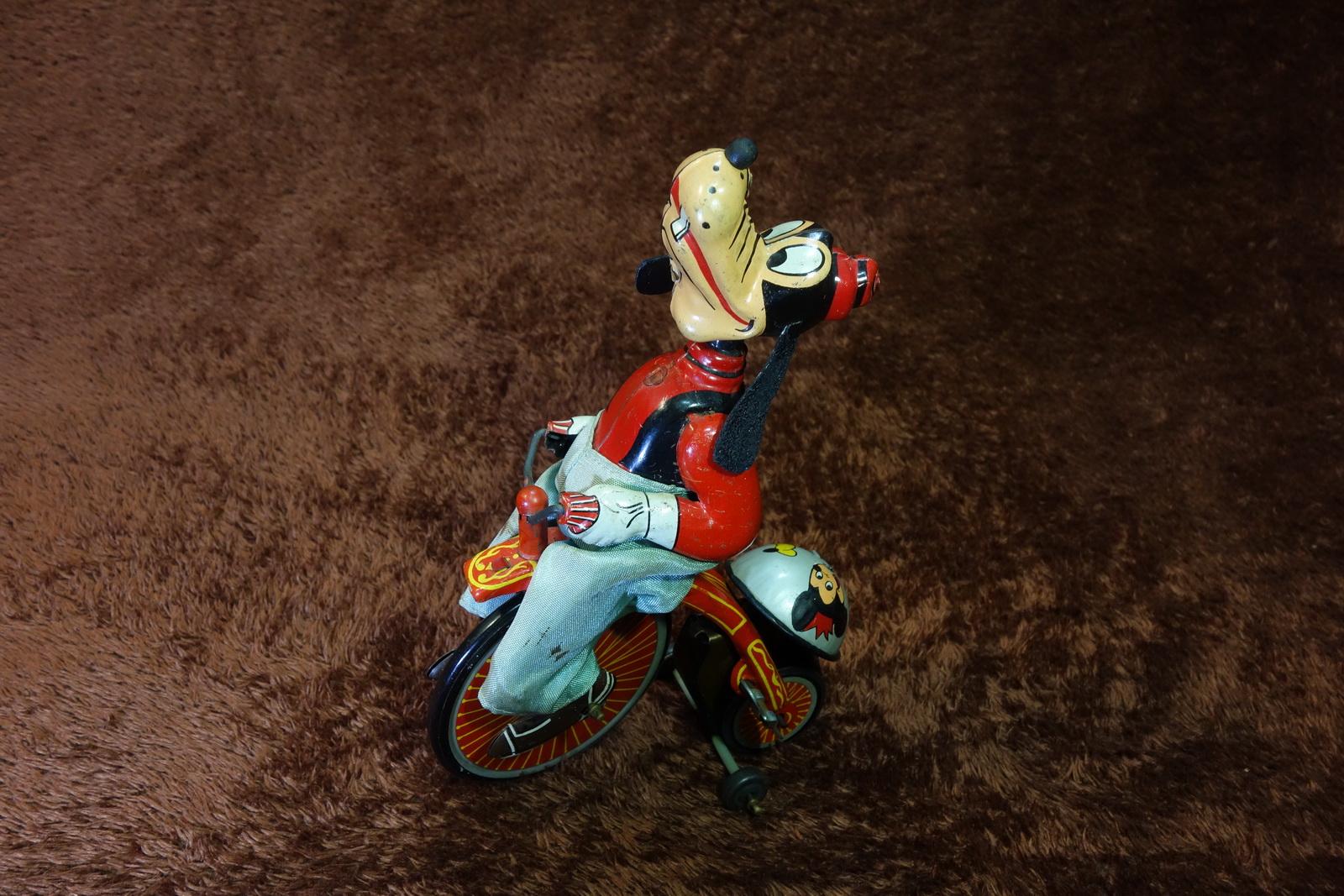 50s Linemar Goofy Cyclist Tin Toy