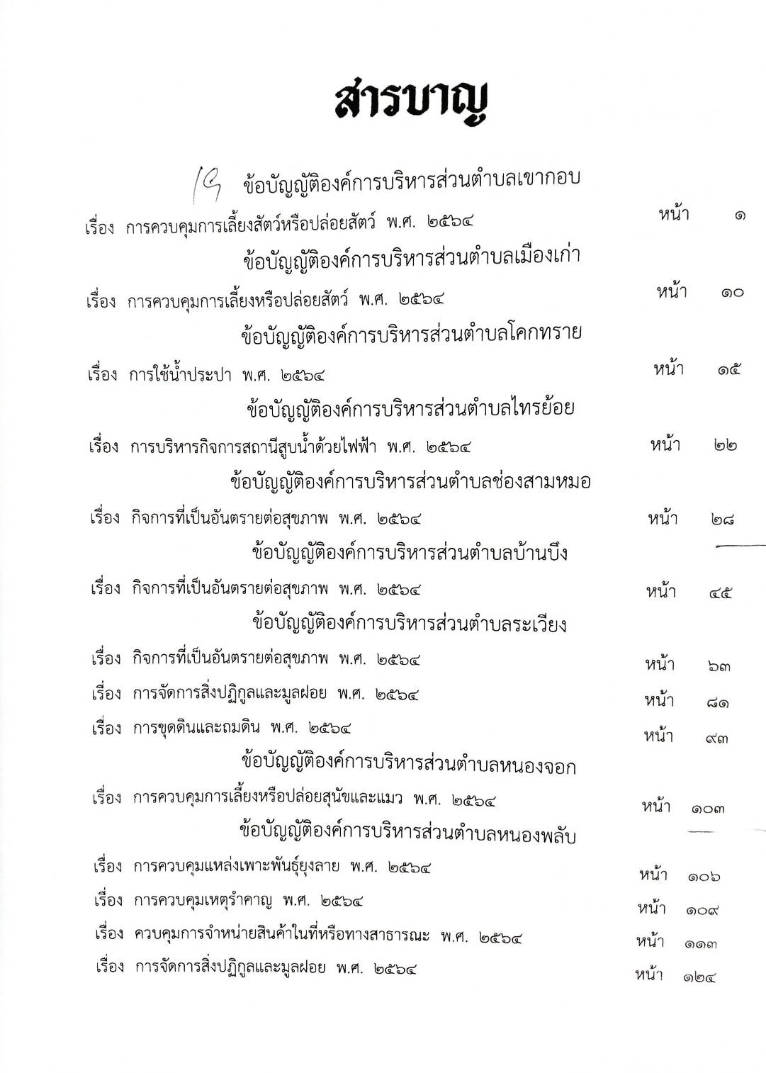 กฎหมายออกใหม่ 114/67 19 ข้อบัญญัติองค์การบริหารส่วนตำบล พ.ศ. 2567