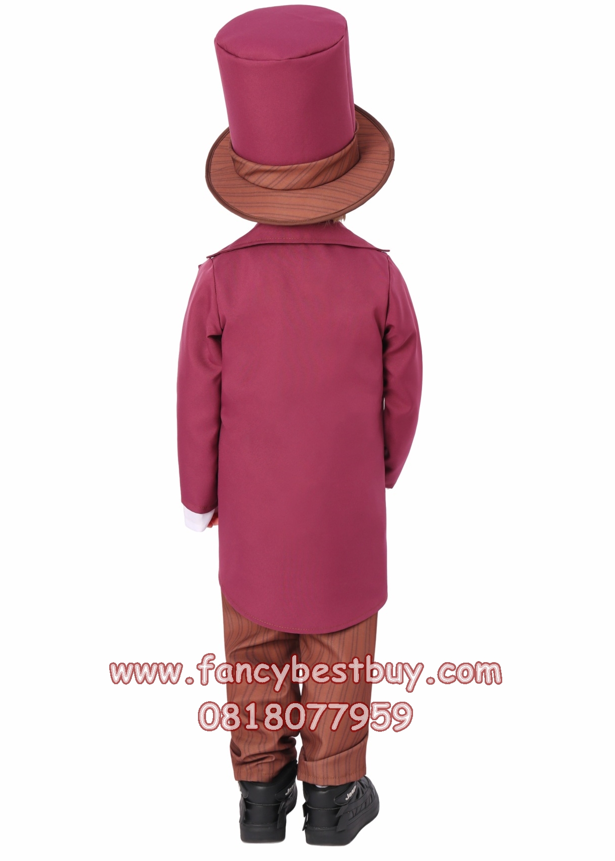 ชุดแฟนซี Willy Wonka & Charlie & the Chocolate Factory ขนาด M 115-125, L 125-135, XL 135-145 (ไม่รวมเสื้อเชิ๊ตสีขาวด้านใน)