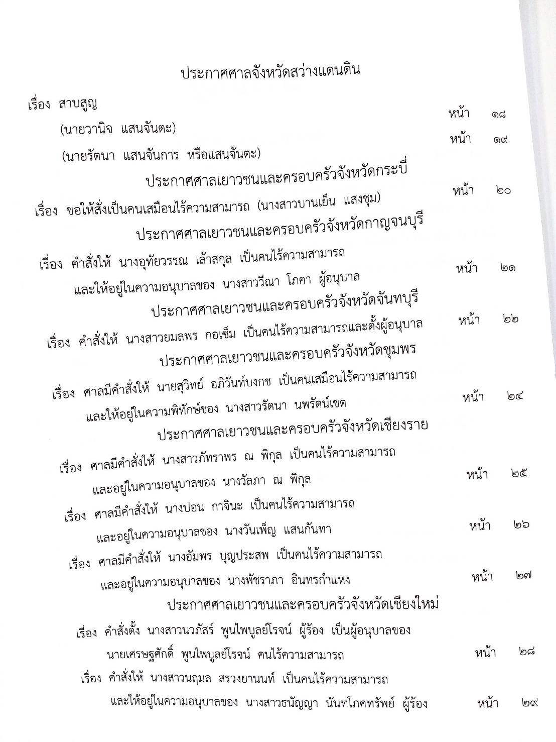 กฎหมายออกใหม่ 93/65 ประกาศกระทรวงมหาดไทย การพ้นตำแหน่ง ประกาศกรมการศาสนา การรับรองวัดฯ ประกาศศาลเยาวชนและครอบครัวจังหวัด...