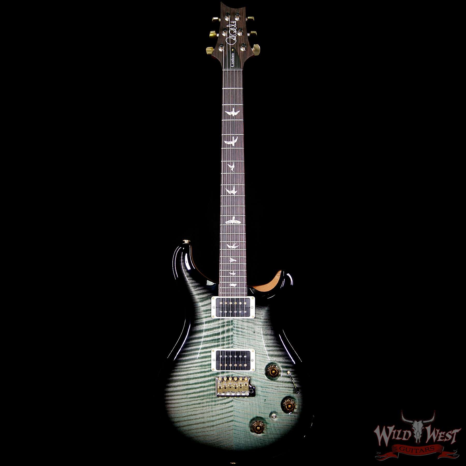 PRS Custom 22 10 Top Flame Maple Top Piezo P22 - Faded Trampas Green Smokewrap Natural Back