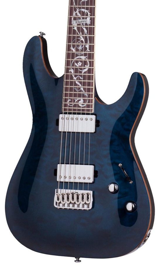 Schecter Guitar Research C-7 Classic Seven-String Electric Guitar See-Thru Blue