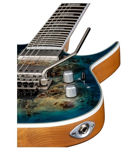 Dean Exile Select Burled Poplar with Floyd Seven-String Electric Guitar Satin Turquoise Burst