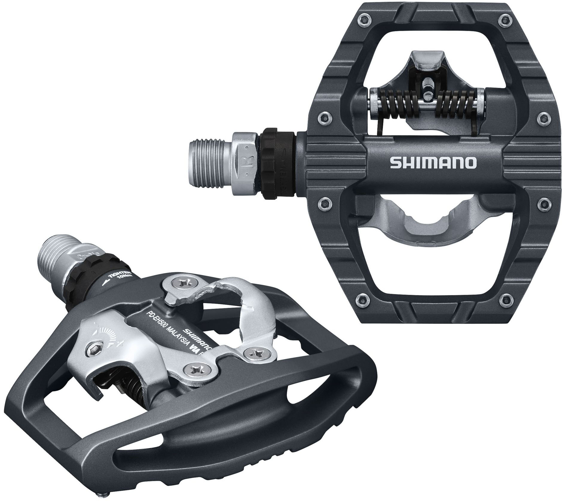 บันไดเสือภูเขา Shimano EH500 บันไดกะเทยปั่นได้ 2 หน้า ทั้งรองเท้าคลีทและผ้าใบ