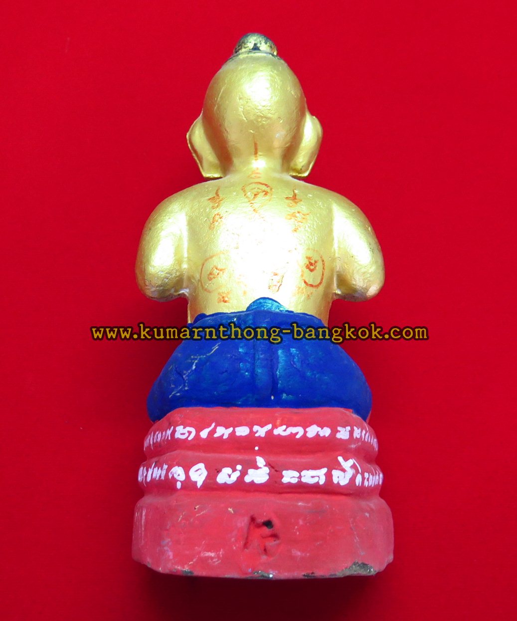 กุมารทอง หลวงปู่แย้ม วัดสามง่าม จ.นครปฐม เนื้อดิน สีทองฐานแดง พิมพ์เล็ก รุ่น ย้อนยุคฐาน2 ปี 2553