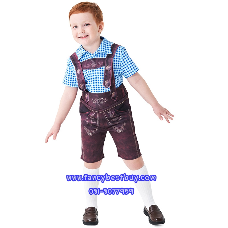 ชุดแฟนซีเด็ก ชุดประจำชาติเยอรมันนี สีฟ้า ชุดบาวาเรียน มีขนาด S110-125, M 125-140, L140-150 (รวมถุงเท้า)