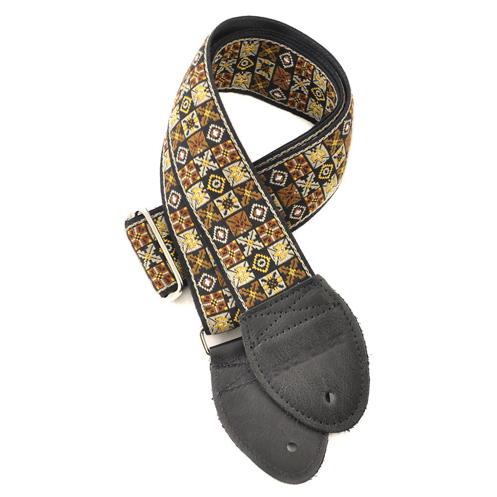 Souldier Guitar Strap - Gold Woodstock (Silver Buckle and Black Ends)