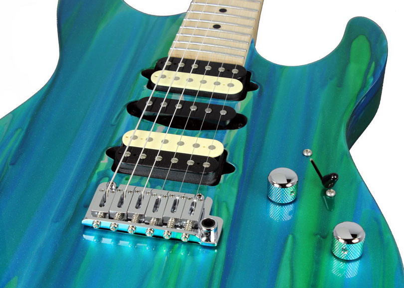 Suhr Pro M4 Guitar - Aqua Sparkle Drip