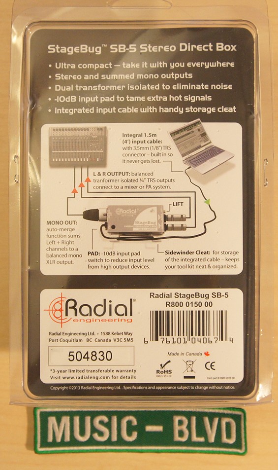 Radial StageBug SB-5 Sidewinder Laptop DI