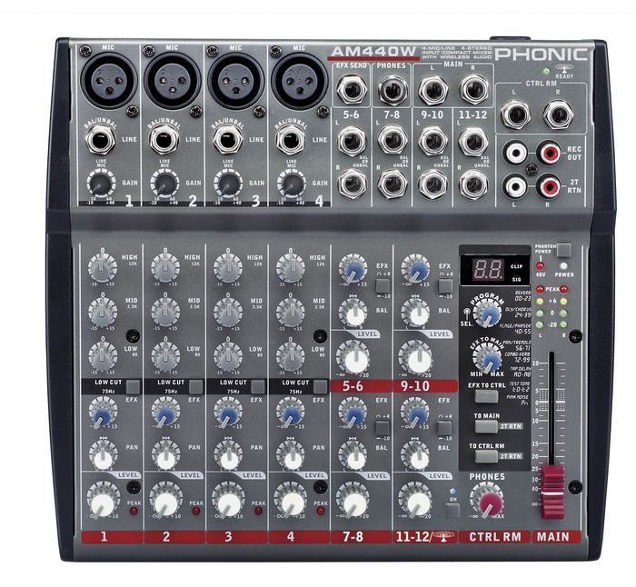 Phonic 4-Mic/Line 4-Stereo Compact Mixer with DFX and Bluetooth Streaming