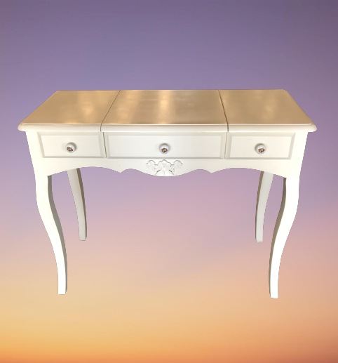 โต๊ะเครื่องแป้ง 3 ลิ้นชัก + กระจกเงา พับเก็บได้ ขนาด W 100 x D 45 x H 77 Cms. รุ่น Emily สีขาวครีม